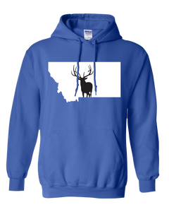 Pullover Hooded Sweatshirt Montana Royal Elk Vibrant Design High Quality Tight Knit Ring Spun Low Maintenance Cotton Printed With The Newest Available Color Transfer Technology