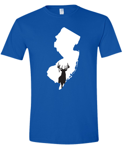 Short Sleeve T-Shirt New Jersey Royal Whitetail Deer Vibrant Design High Quality Tight Knit Ring Spun Low Maintenance Cotton Printed With The Newest Available Color Transfer Technology