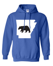 Load image into Gallery viewer, Pullover Hooded Sweatshirt Arkansas Royal Black Bear Vibrant Design High Quality Tight Knit Ring Spun Low Maintenance Cotton Printed With The Newest Available Color Transfer Technology