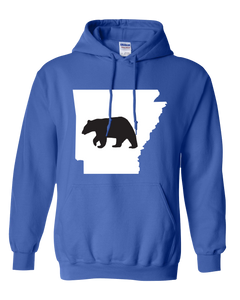 Pullover Hooded Sweatshirt Arkansas Royal Black Bear Vibrant Design High Quality Tight Knit Ring Spun Low Maintenance Cotton Printed With The Newest Available Color Transfer Technology