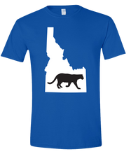 Load image into Gallery viewer, Short Sleeve T-Shirt Idaho Royal Mountain Lion Vibrant Design High Quality Tight Knit Ring Spun Low Maintenance Cotton Printed With The Newest Available Color Transfer Technology