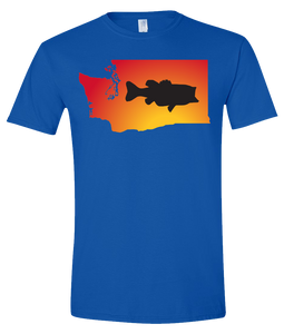 Short Sleeve T-Shirt Washington Royal Large Mouth Bass Vibrant Design High Quality Tight Knit Ring Spun Low Maintenance Cotton Printed With The Newest Available Color Transfer Technology