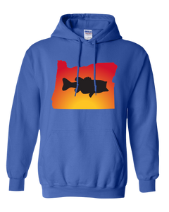 Pullover Hooded Sweatshirt Oregon Royal Large Mouth Bass Vibrant Design High Quality Tight Knit Ring Spun Low Maintenance Cotton Printed With The Newest Available Color Transfer Technology
