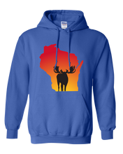 Load image into Gallery viewer, Pullover Hooded Sweatshirt Wisconsin Royal Moose Vibrant Design High Quality Tight Knit Ring Spun Low Maintenance Cotton Printed With The Newest Available Color Transfer Technology