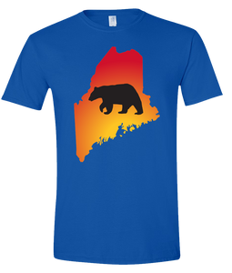 Short Sleeve T-Shirt Maine Royal Black Bear Vibrant Design High Quality Tight Knit Ring Spun Low Maintenance Cotton Printed With The Newest Available Color Transfer Technology