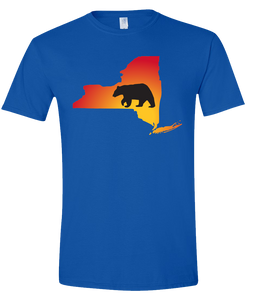 Short Sleeve T-Shirt New York Royal Black Bear Vibrant Design High Quality Tight Knit Ring Spun Low Maintenance Cotton Printed With The Newest Available Color Transfer Technology