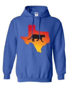 Pullover Hooded Sweatshirt Texas Royal Mountain Lion Vibrant Design High Quality Tight Knit Ring Spun Low Maintenance Cotton Printed With The Newest Available Color Transfer Technology