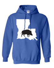 Load image into Gallery viewer, Pullover Hooded Sweatshirt Louisiana Royal Wild Hog Vibrant Design High Quality Tight Knit Ring Spun Low Maintenance Cotton Printed With The Newest Available Color Transfer Technology