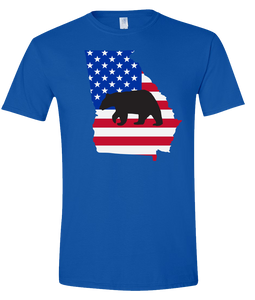 Short Sleeve T-Shirt Georgia Royal Black Bear Vibrant Design High Quality Tight Knit Ring Spun Low Maintenance Cotton Printed With The Newest Available Color Transfer Technology
