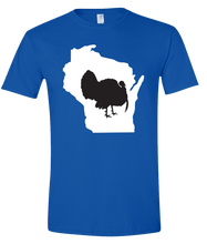 Load image into Gallery viewer, Short Sleeve T-Shirt Wisconsin Royal Turkey Vibrant Design High Quality Tight Knit Ring Spun Low Maintenance Cotton Printed With The Newest Available Color Transfer Technology