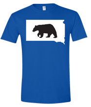 Load image into Gallery viewer, Short Sleeve T-Shirt South Dakota Royal Black Bear Vibrant Design High Quality Tight Knit Ring Spun Low Maintenance Cotton Printed With The Newest Available Color Transfer Technology