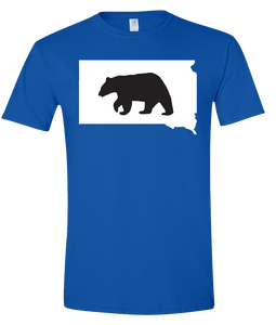 Short Sleeve T-Shirt South Dakota Royal Black Bear Vibrant Design High Quality Tight Knit Ring Spun Low Maintenance Cotton Printed With The Newest Available Color Transfer Technology
