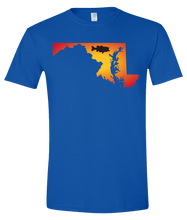 Load image into Gallery viewer, Short Sleeve T-Shirt Maryland Royal Large Mouth Bass Vibrant Design High Quality Tight Knit Ring Spun Low Maintenance Cotton Printed With The Newest Available Color Transfer Technology