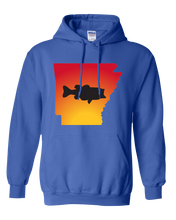Load image into Gallery viewer, Pullover Hooded Sweatshirt Arkansas Royal Large Mouth Bass Vibrant Design High Quality Tight Knit Ring Spun Low Maintenance Cotton Printed With The Newest Available Color Transfer Technology