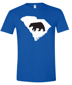 Short Sleeve T-Shirt South Carolina Royal Black Bear Vibrant Design High Quality Tight Knit Ring Spun Low Maintenance Cotton Printed With The Newest Available Color Transfer Technology
