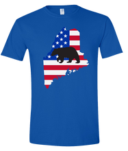 Load image into Gallery viewer, Short Sleeve T-Shirt Maine Royal Black Bear Vibrant Design High Quality Tight Knit Ring Spun Low Maintenance Cotton Printed With The Newest Available Color Transfer Technology