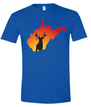 Load image into Gallery viewer, Short Sleeve T-Shirt West Virginia Royal Whitetail Deer Vibrant Design High Quality Tight Knit Ring Spun Low Maintenance Cotton Printed With The Newest Available Color Transfer Technology