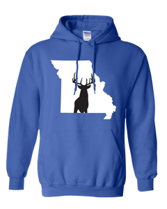 Pullover Hooded Sweatshirt Missouri Royal Whitetail Deer Vibrant Design High Quality Tight Knit Ring Spun Low Maintenance Cotton Printed With The Newest Available Color Transfer Technology