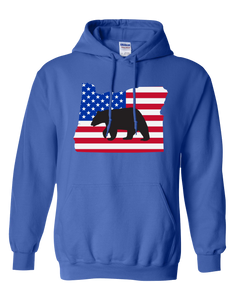 Pullover Hooded Sweatshirt Oregon Royal Black Bear Vibrant Design High Quality Tight Knit Ring Spun Low Maintenance Cotton Printed With The Newest Available Color Transfer Technology