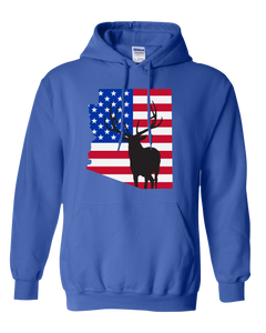 Pullover Hooded Sweatshirt Arizona Royal Elk Vibrant Design High Quality Tight Knit Ring Spun Low Maintenance Cotton Printed With The Newest Available Color Transfer Technology