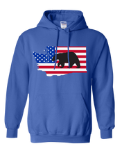 Load image into Gallery viewer, Pullover Hooded Sweatshirt Washington Royal Black Bear Vibrant Design High Quality Tight Knit Ring Spun Low Maintenance Cotton Printed With The Newest Available Color Transfer Technology