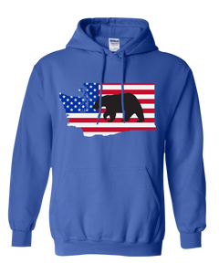 Pullover Hooded Sweatshirt Washington Royal Black Bear Vibrant Design High Quality Tight Knit Ring Spun Low Maintenance Cotton Printed With The Newest Available Color Transfer Technology