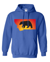 Load image into Gallery viewer, Pullover Hooded Sweatshirt Montana Royal Black Bear Vibrant Design High Quality Tight Knit Ring Spun Low Maintenance Cotton Printed With The Newest Available Color Transfer Technology