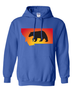 Pullover Hooded Sweatshirt Montana Royal Black Bear Vibrant Design High Quality Tight Knit Ring Spun Low Maintenance Cotton Printed With The Newest Available Color Transfer Technology