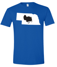 Load image into Gallery viewer, Short Sleeve T-Shirt Nebraska Royal Turkey Vibrant Design High Quality Tight Knit Ring Spun Low Maintenance Cotton Printed With The Newest Available Color Transfer Technology