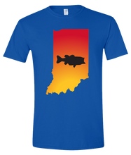 Load image into Gallery viewer, Short Sleeve T-Shirt Indiana Royal Large Mouth Bass Vibrant Design High Quality Tight Knit Ring Spun Low Maintenance Cotton Printed With The Newest Available Color Transfer Technology