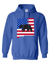 Load image into Gallery viewer, Pullover Hooded Sweatshirt New Mexico Royal Black Bear Vibrant Design High Quality Tight Knit Ring Spun Low Maintenance Cotton Printed With The Newest Available Color Transfer Technology