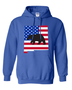 Pullover Hooded Sweatshirt New Mexico Royal Black Bear Vibrant Design High Quality Tight Knit Ring Spun Low Maintenance Cotton Printed With The Newest Available Color Transfer Technology
