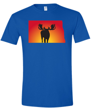 Load image into Gallery viewer, Short Sleeve T-Shirt North Dakota Royal Moose Vibrant Design High Quality Tight Knit Ring Spun Low Maintenance Cotton Printed With The Newest Available Color Transfer Technology