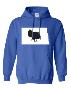 Pullover Hooded Sweatshirt North Dakota Royal Turkey Vibrant Design High Quality Tight Knit Ring Spun Low Maintenance Cotton Printed With The Newest Available Color Transfer Technology