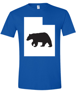 Short Sleeve T-Shirt Utah Royal Black Bear Vibrant Design High Quality Tight Knit Ring Spun Low Maintenance Cotton Printed With The Newest Available Color Transfer Technology