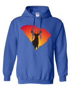 Pullover Hooded Sweatshirt South Carolina Royal Whitetail Deer Vibrant Design High Quality Tight Knit Ring Spun Low Maintenance Cotton Printed With The Newest Available Color Transfer Technology