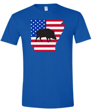 Load image into Gallery viewer, Short Sleeve T-Shirt Arkansas Royal Wild Hog Vibrant Design High Quality Tight Knit Ring Spun Low Maintenance Cotton Printed With The Newest Available Color Transfer Technology