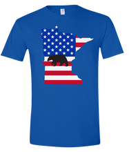 Load image into Gallery viewer, Short Sleeve T-Shirt Minnesota Royal Black Bear Vibrant Design High Quality Tight Knit Ring Spun Low Maintenance Cotton Printed With The Newest Available Color Transfer Technology