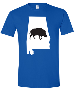 Short Sleeve T-Shirt Alabama Royal Wild Hog Vibrant Design High Quality Tight Knit Ring Spun Low Maintenance Cotton Printed With The Newest Available Color Transfer Technology