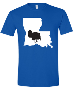 Short Sleeve T-Shirt Louisiana Royal Turkey Vibrant Design High Quality Tight Knit Ring Spun Low Maintenance Cotton Printed With The Newest Available Color Transfer Technology