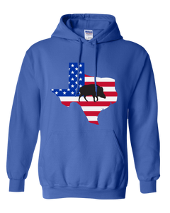 Pullover Hooded Sweatshirt Texas Royal Wild Hog Vibrant Design High Quality Tight Knit Ring Spun Low Maintenance Cotton Printed With The Newest Available Color Transfer Technology