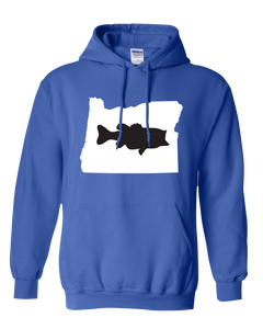 Pullover Hooded Sweatshirt Oregon Royal Large Mouth Bass Vibrant Design High Quality Tight Knit Ring Spun Low Maintenance Cotton Printed With The Newest Available Color Transfer Technology