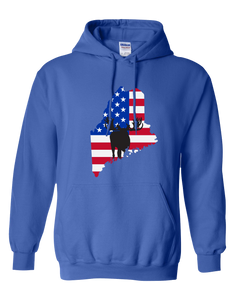 Pullover Hooded Sweatshirt Maine Royal Moose Vibrant Design High Quality Tight Knit Ring Spun Low Maintenance Cotton Printed With The Newest Available Color Transfer Technology