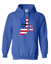 Load image into Gallery viewer, Pullover Hooded Sweatshirt Rhode Island Royal Large Mouth Bass Vibrant Design High Quality Tight Knit Ring Spun Low Maintenance Cotton Printed With The Newest Available Color Transfer Technology