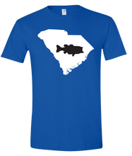 Load image into Gallery viewer, Short Sleeve T-Shirt South Carolina Royal Large Mouth Bass Vibrant Design High Quality Tight Knit Ring Spun Low Maintenance Cotton Printed With The Newest Available Color Transfer Technology