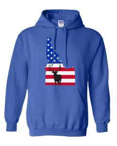 Pullover Hooded Sweatshirt Idaho Royal Elk Vibrant Design High Quality Tight Knit Ring Spun Low Maintenance Cotton Printed With The Newest Available Color Transfer Technology
