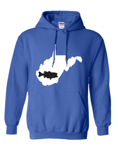 Pullover Hooded Sweatshirt West Virginia Royal Large Mouth Bass Vibrant Design High Quality Tight Knit Ring Spun Low Maintenance Cotton Printed With The Newest Available Color Transfer Technology