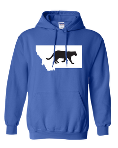 Pullover Hooded Sweatshirt Montana Royal Mountain Lion Vibrant Design High Quality Tight Knit Ring Spun Low Maintenance Cotton Printed With The Newest Available Color Transfer Technology