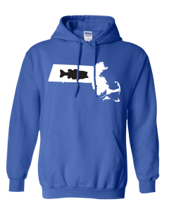 Pullover Hooded Sweatshirt Massachusetts Royal Large Mouth Bass Vibrant Design High Quality Tight Knit Ring Spun Low Maintenance Cotton Printed With The Newest Available Color Transfer Technology