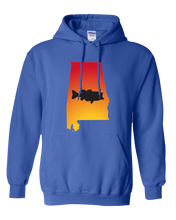 Load image into Gallery viewer, Pullover Hooded Sweatshirt Alabama Royal Large Mouth Bass Vibrant Design High Quality Tight Knit Ring Spun Low Maintenance Cotton Printed With The Newest Available Color Transfer Technology
